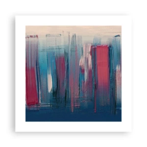 Poster - Verticale compositie in blauw en rood - 40x40 cm