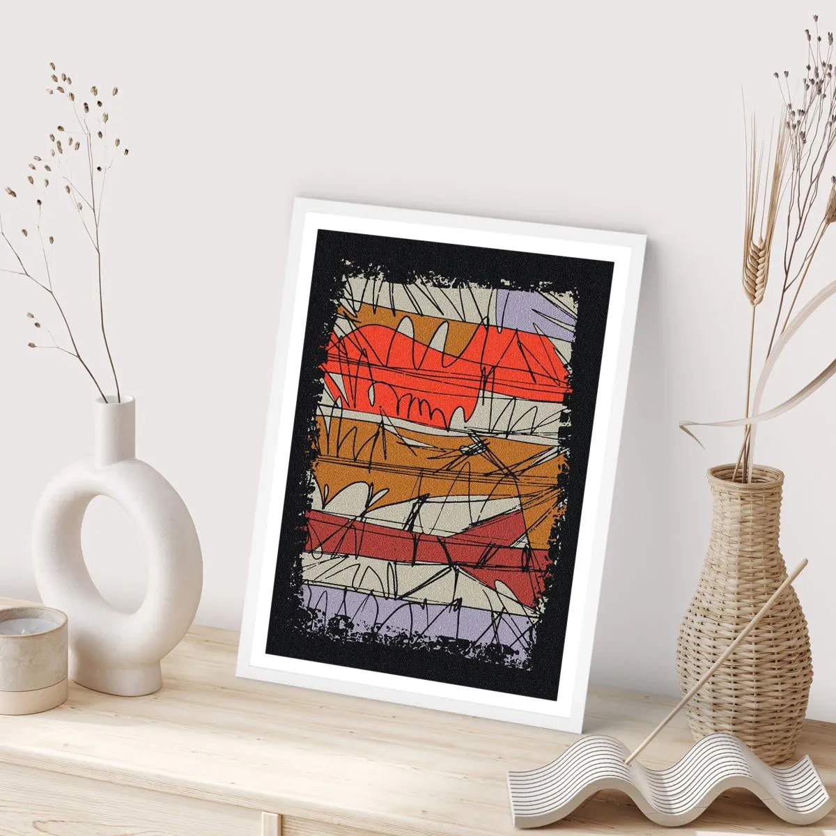 Poster in een witte lijst - Spontane compositie - 50x70 cm