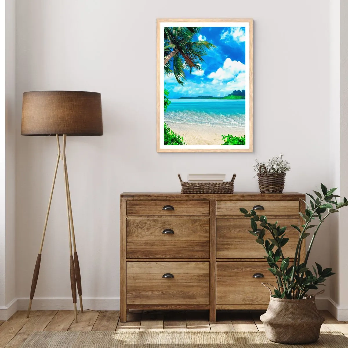 Een poster in een licht eiken lijst - Het azuur van de tropen - 61x91 cm