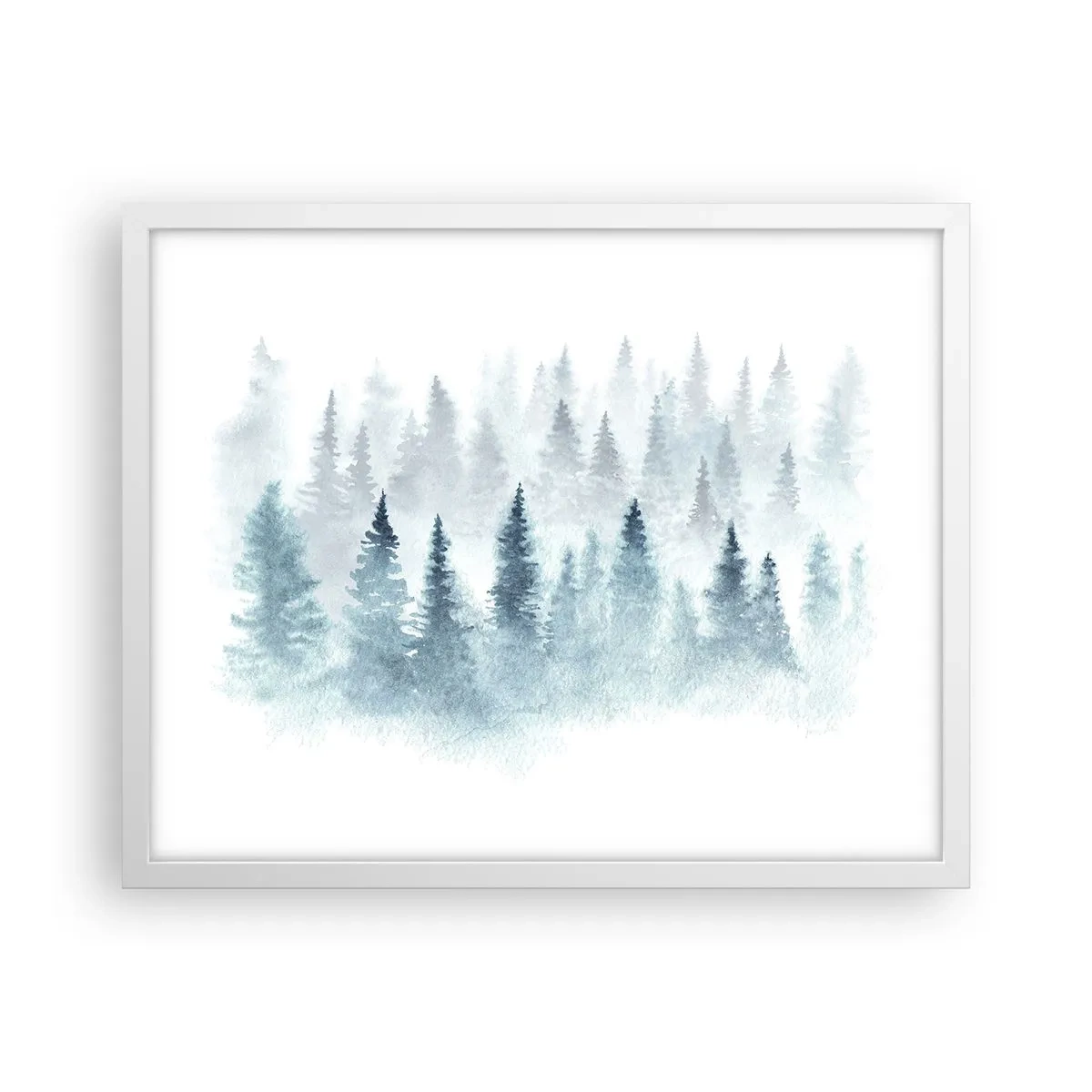 Poster in een witte lijst - Gehuld in mist - 50x40 cm