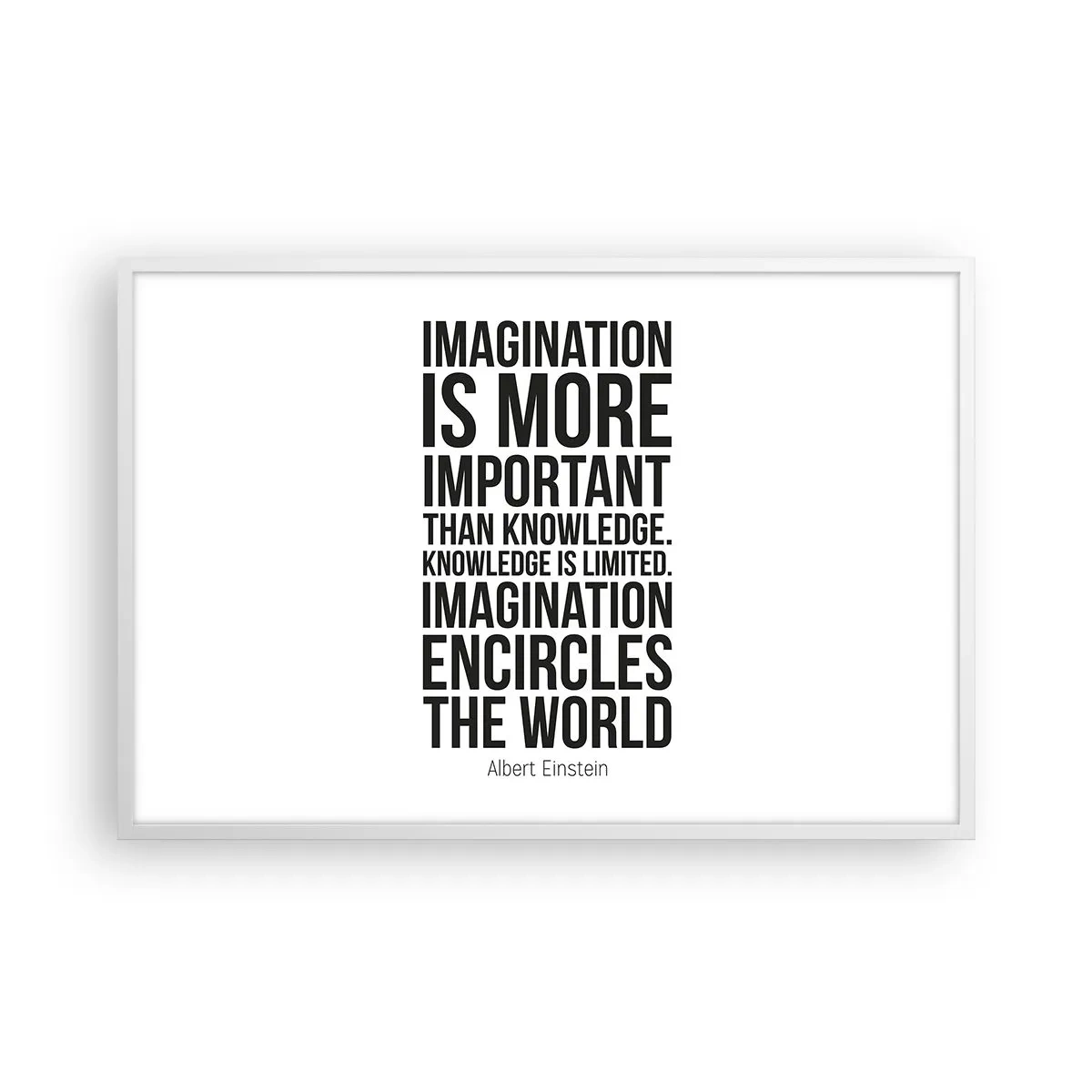 Poster in een witte lijst - Einstein over de kracht van verbeelding - 91x61 cm