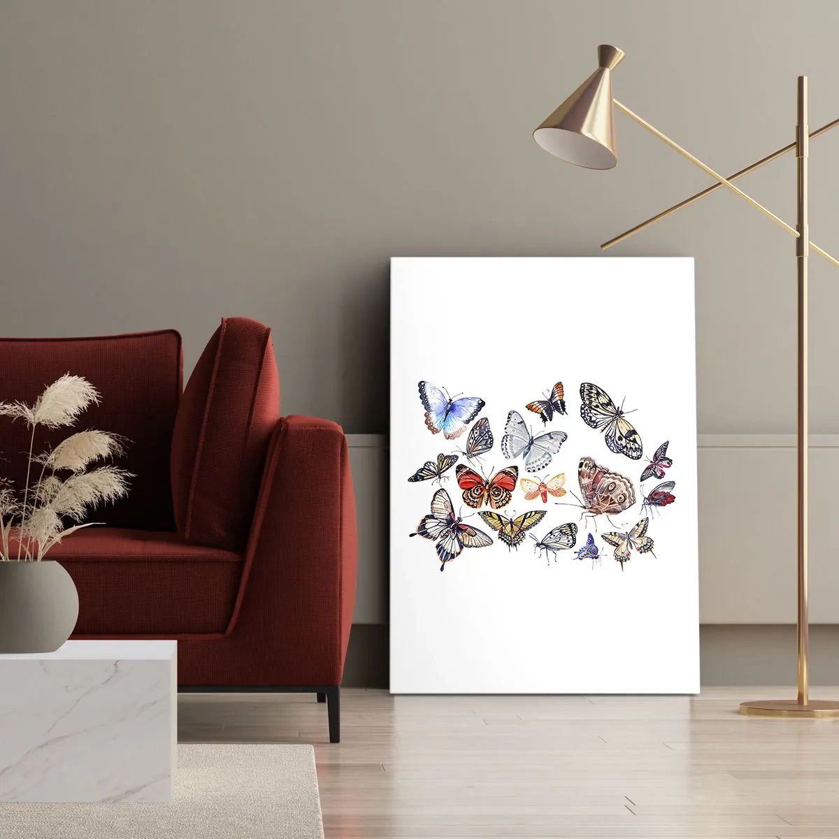 Schilderen op canvas - Kanten, kleurrijke zwerm - 70x100 cm