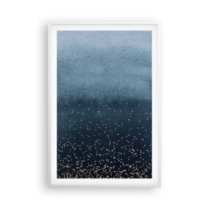 Poster in een witte lijst - Samenstelling - blauwe fasen - 61x91 cm