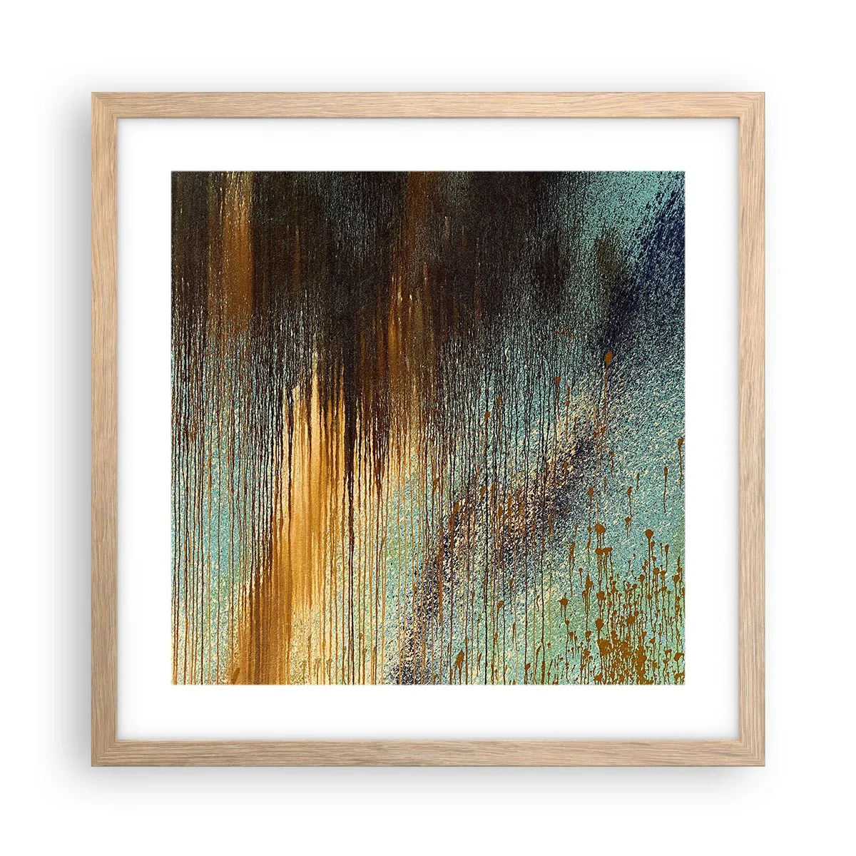 Een poster in een licht eiken lijst - Een niet toevallig kleurrijke compositie - 40x40 cm