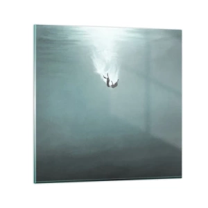Schilderen op glas - In de armen van de oceaan - 60x60 cm