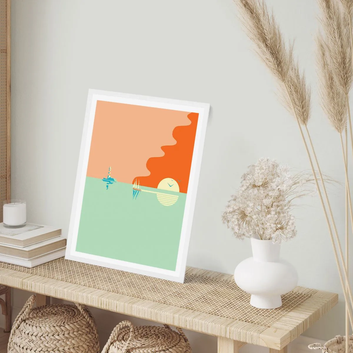 Poster in een witte lijst - Het perfecte zeelandschap - 50x70 cm