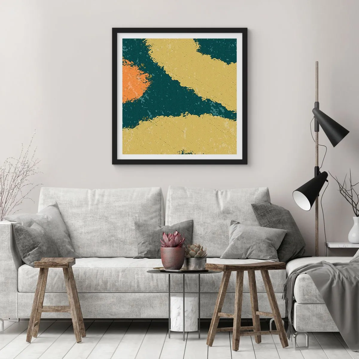 Poster in een zwarte lijst - Abstractie – langzame beweging - 60x60 cm