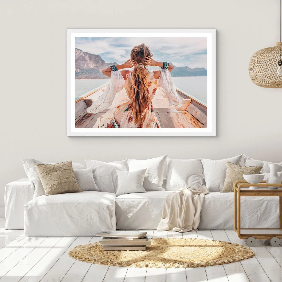 Poster in een witte lijst - Op weg naar geluk - 100x70 cm