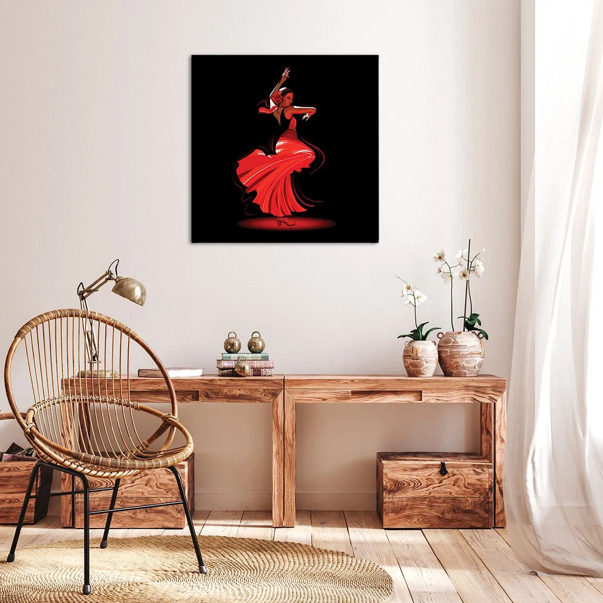 Schilderen op canvas - De vurige geest van flamenco - 40x40 cm