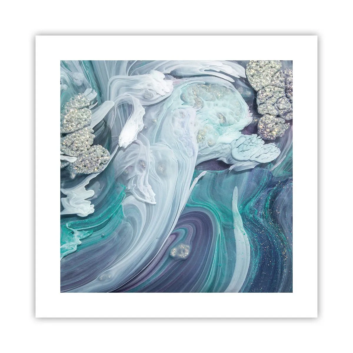 Poster - Stromingen van hemelsblauw - 40x40 cm