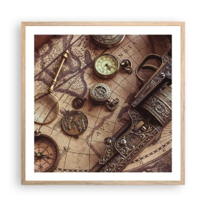 Een poster in een licht eiken lijst - Avontuur roept - 60x60 cm