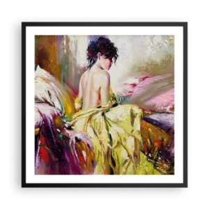 Poster in een zwarte lijst - Tussen de lippen en de rand van de cup - 60x60 cm