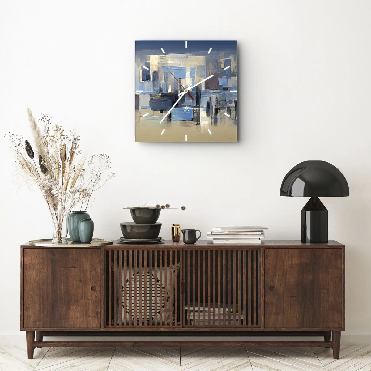 Wandklok - Klok - Blauwe constructie - 40x40 cm