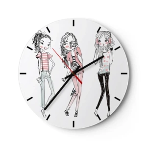 Wandklok - Klok - Drie meisjes in een moderne stijl - 30x30cm - Het zal zijn, het zal leuk zijn - Moderne wanddecoratie voor woonkamer, keuken en slaapkamer ARTTOR
