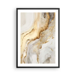 Poster in een zwarte lijst - Abstracte compositie van goud en wit marmer - 50x70cm - Abstractie: schoonheid en goedheid - Moderne wanddecoratie voor woonkamer en slaapkamer ARTTOR