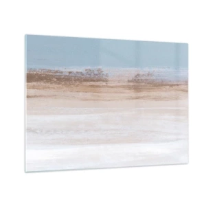 Schilderen op glas - Abstract landschap met pastelkleurige lucht en aarde - 70x50cm - Dubbelzinnig landschap - Moderne wanddecoratie voor woonkamer en slaapkamer ARTTOR
