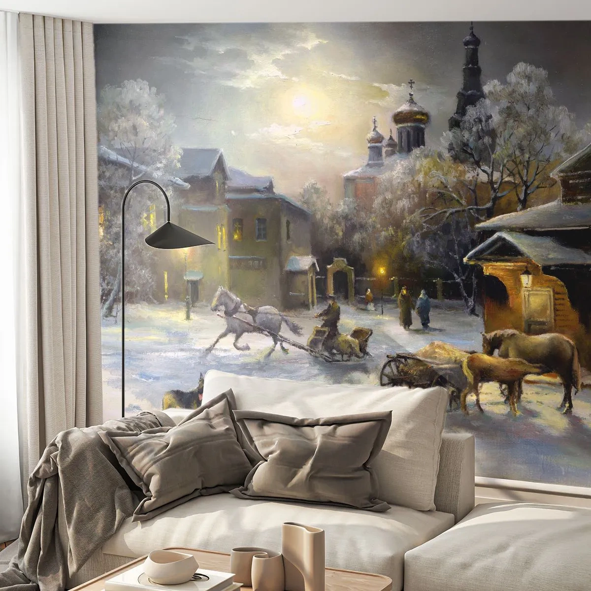Fotobehang op maat Premium Canvas - De magie van de Russische winter - Landschap, Dorp, Winter op het platteland