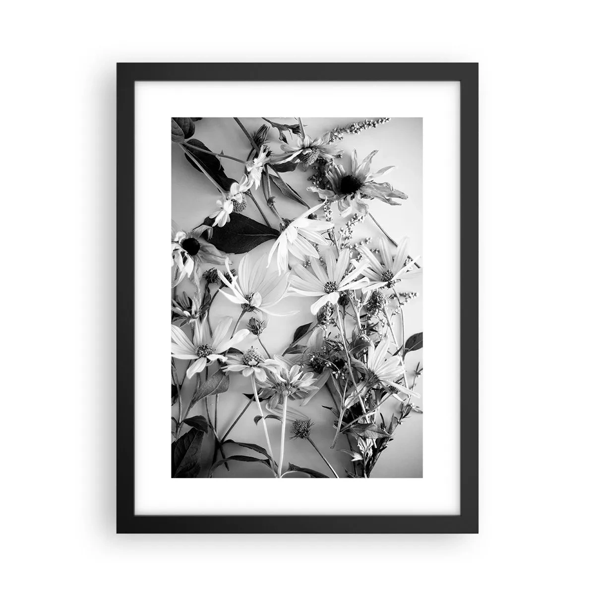 Poster in een zwarte lijst - Niet-boeket bloemen - 30x40 cm