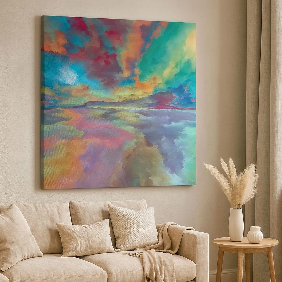 Schilderen op canvas - Twee hemelen - 30x30 cm