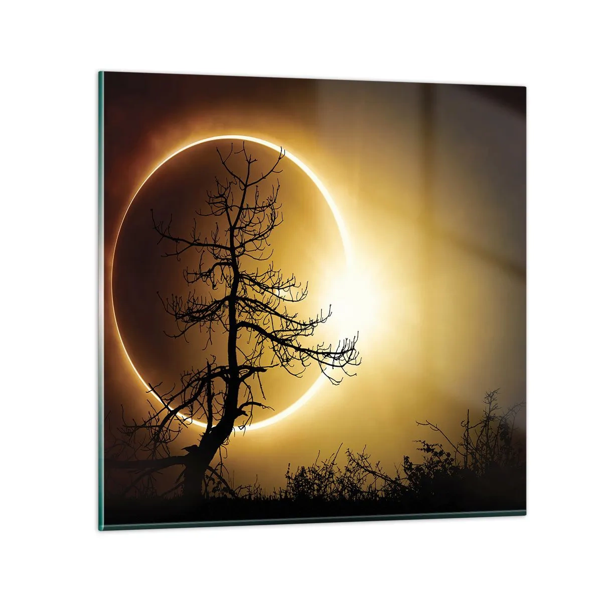 Schilderen op glas - Totale zonsverduistering - 30x30 cm