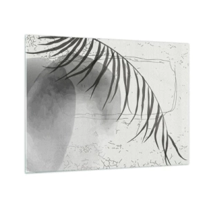 Schilderen op glas - Zwart-witte schaduwafbeelding van palmbladeren - 70x50cm - Het subtiele exotisme van de natuur - Moderne wanddecoratie voor woonkamer en slaapkamer ARTTOR