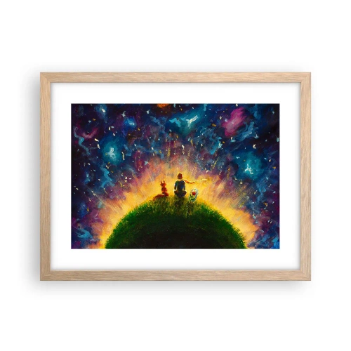 Een poster in een licht eiken lijst - Liefde en vriendschap - de hele wereld - 40x30 cm