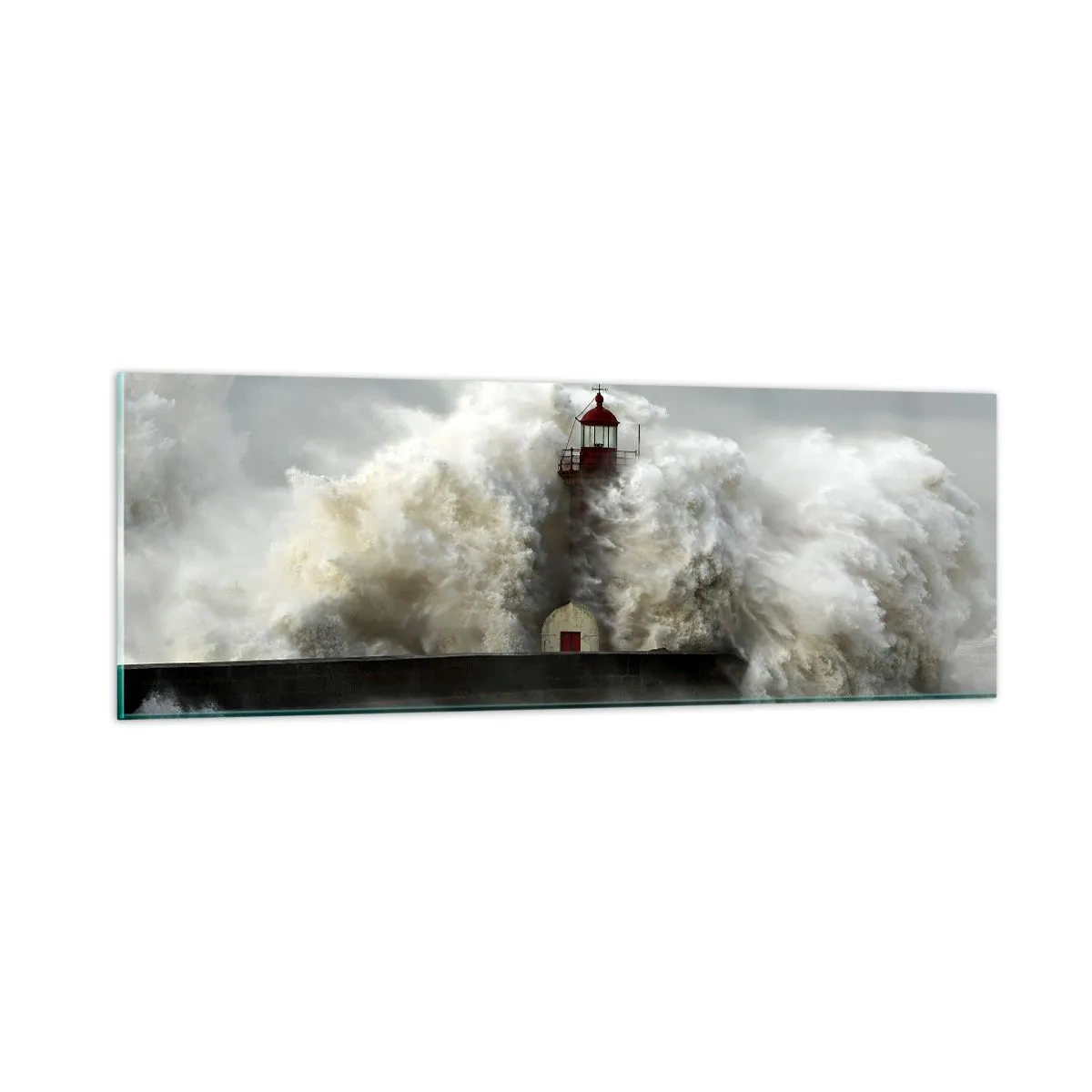 Schilderen op glas - De woede van de oceaan - 90x30 cm