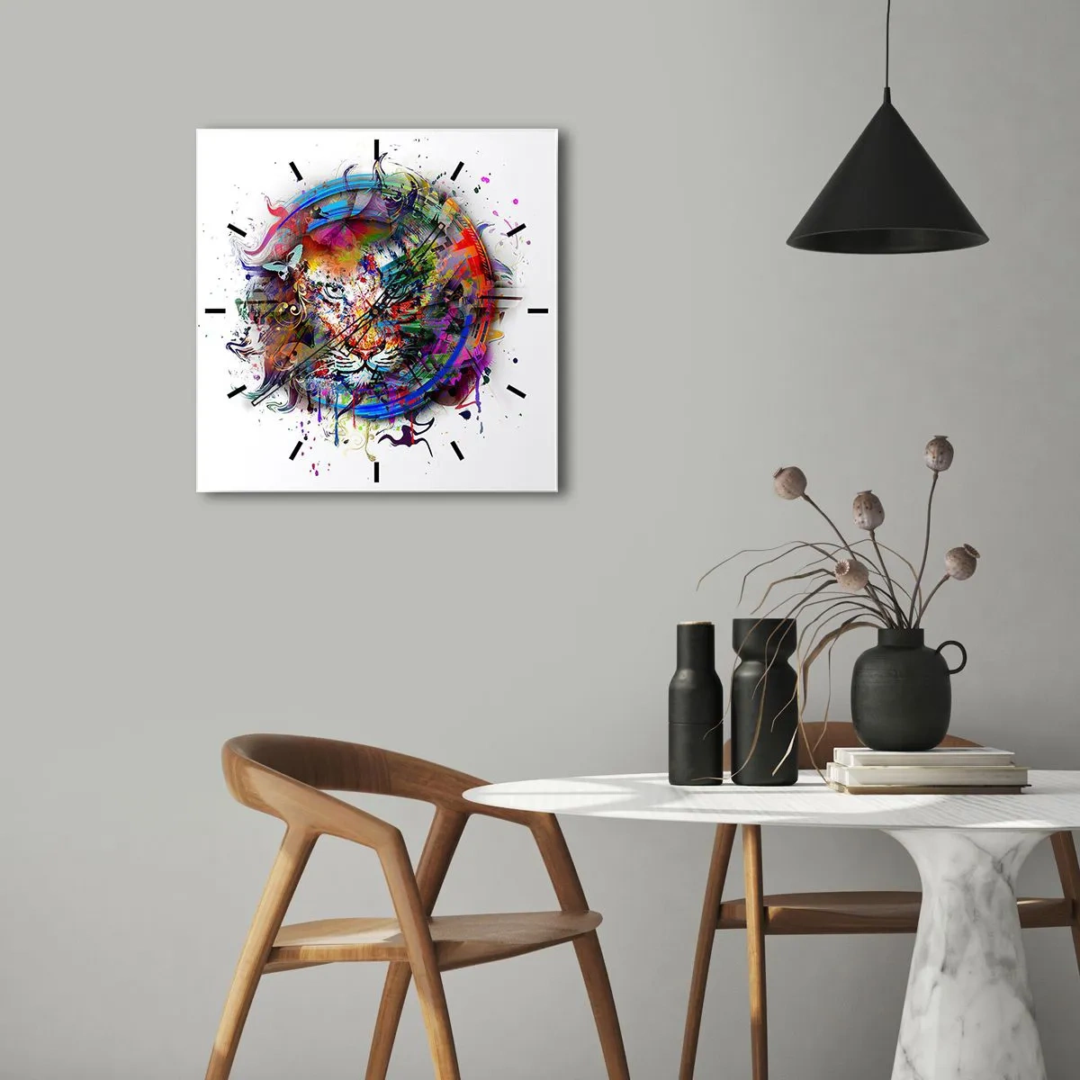 Wandklok - Klok - Het schuilt achter een regenboogsluier - 40x40 cm