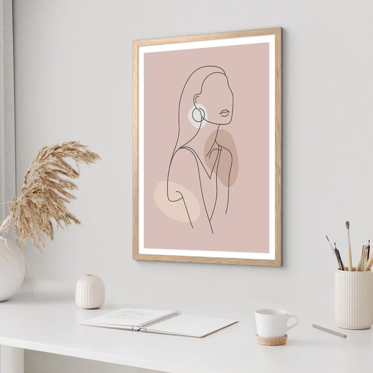 Een poster in een licht eiken lijst - meisjesachtig icoon - 70x100 cm