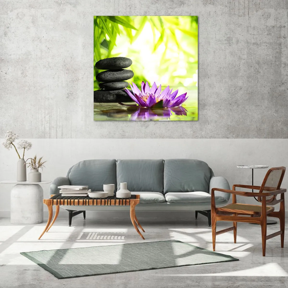 Schilderen op glas - In een bamboestruik - 70x70 cm