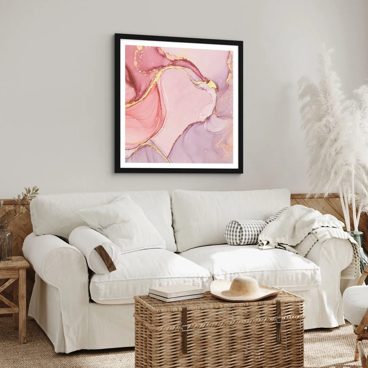 Poster in een zwarte lijst - Een streling van kleuren - 50x50 cm