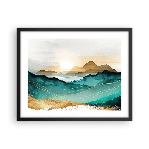 Poster in een zwarte lijst - Op de rand van abstractie – landschap - 50x40 cm