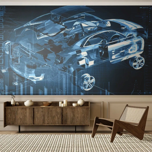 Fotobehang Premium Sand - Technische anatomie - Automobiel, Auto, Concept - 350x256 cm