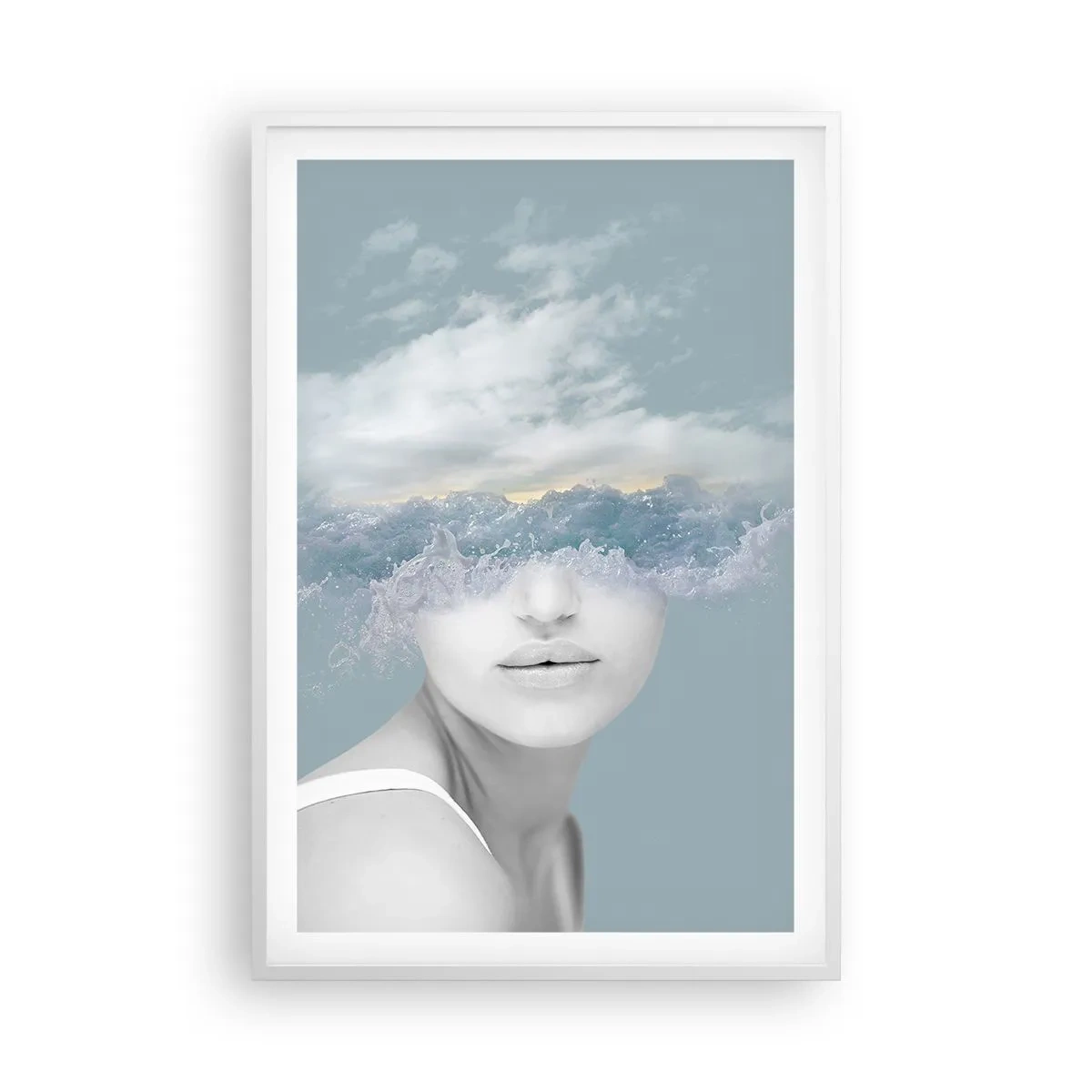 Poster in een witte lijst - Met hoofd in de wolken - 61x91 cm