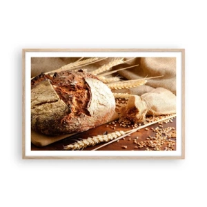 Een poster in een licht eiken lijst - Smakelijk, geurig, knapperig - 91x61 cm