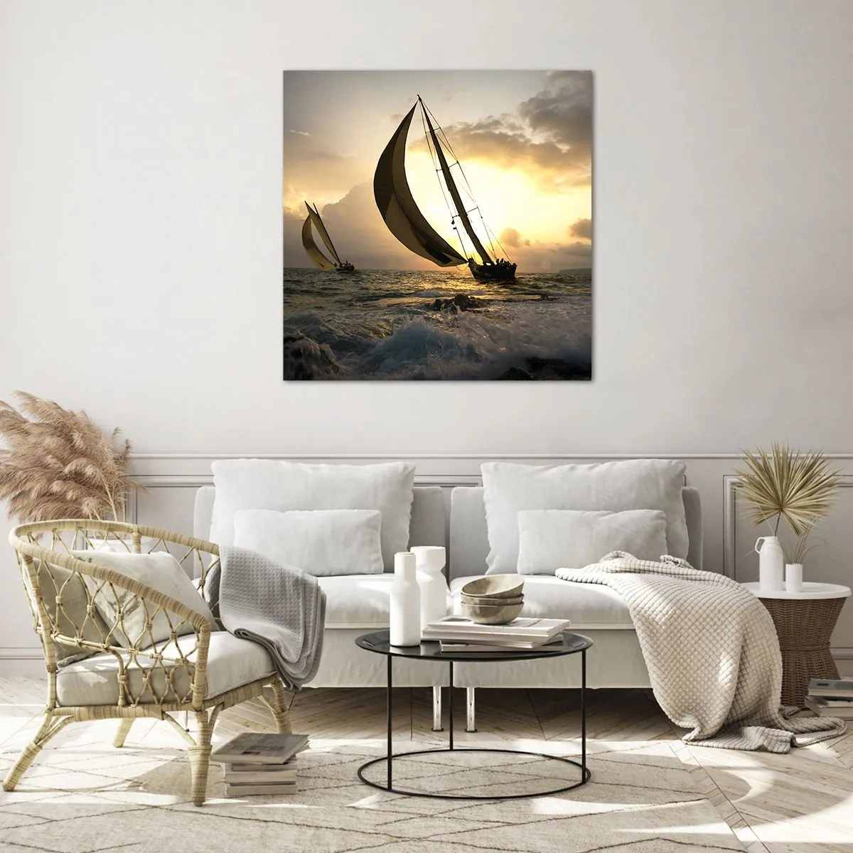 Schilderen op glas - Met de wind en tegen de wind - 70x70 cm