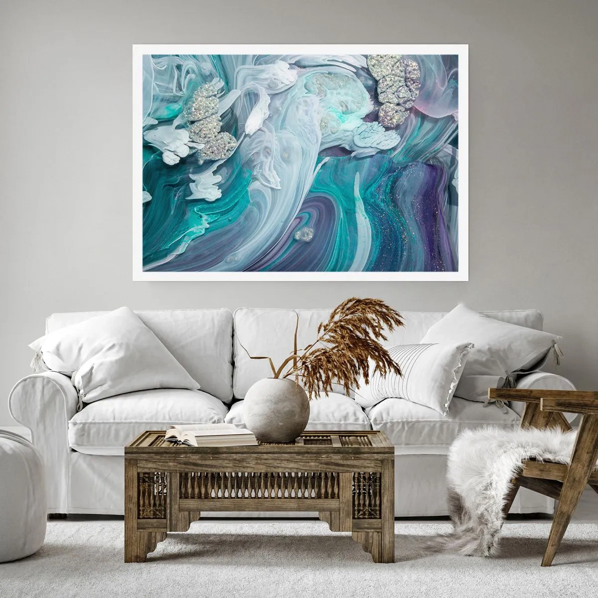 Poster - Stromingen van hemelsblauw - 40x30 cm