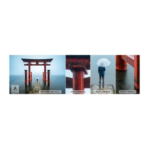 Fotobehang Monster Zelfklevend Deluxe Sticker - Japanse mijmering - Azië, Hakone-tempel, Japan - 100x30 cm