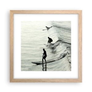 Een poster in een licht eiken lijst - Om de golf te ontmoeten - 30x30 cm