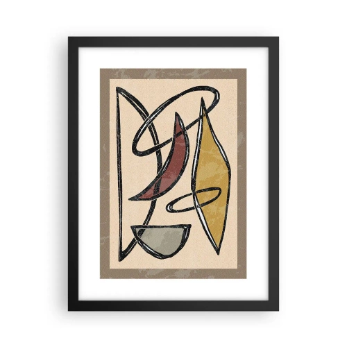 Poster in een zwarte lijst - Compositie – bogen en ovalen - 30x40 cm