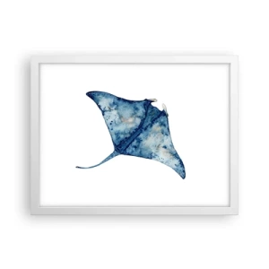 Poster in een witte lijst - Leven in blauw - 40x30 cm