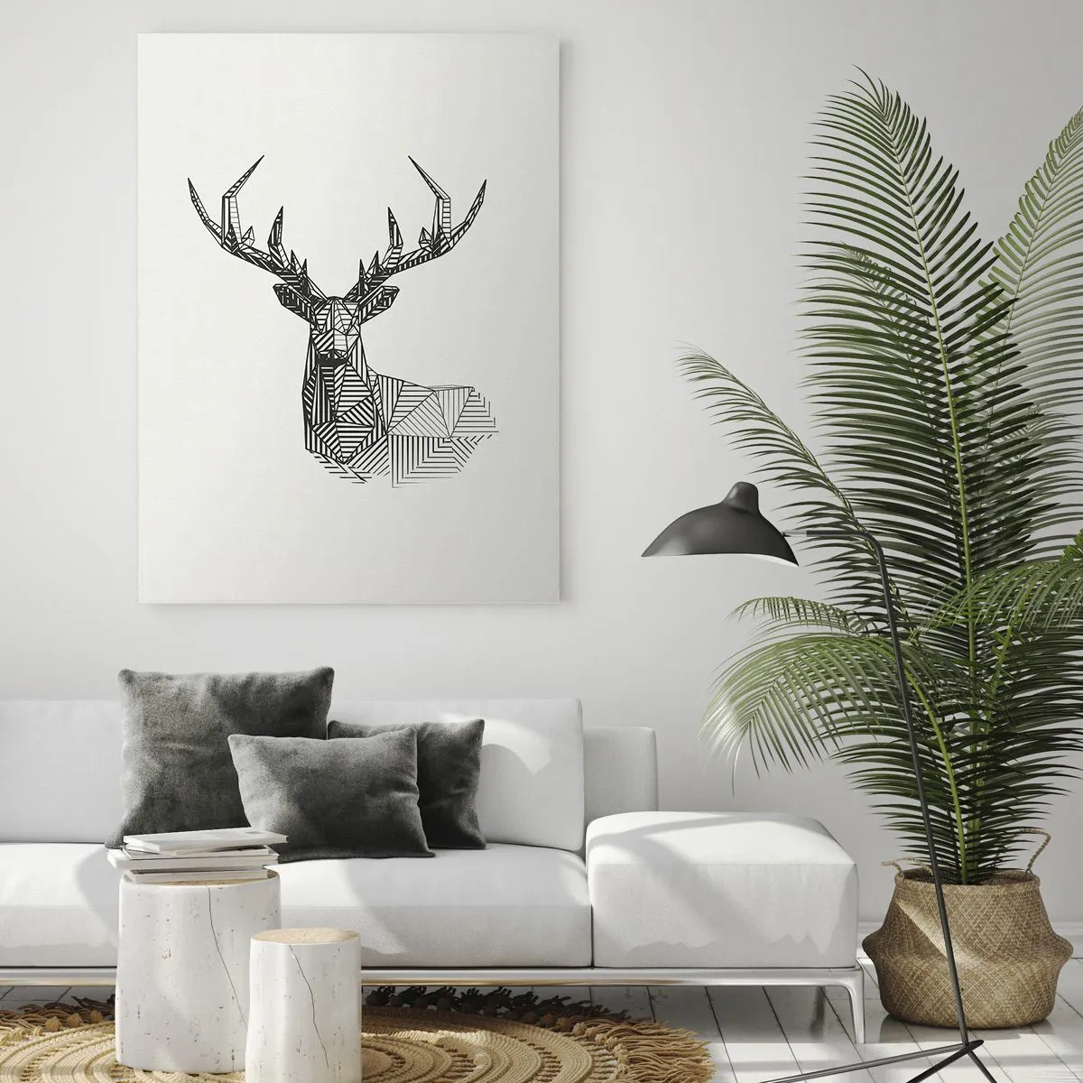 Schilderen op glas - Een hert in kubistische stijl - 50x70 cm