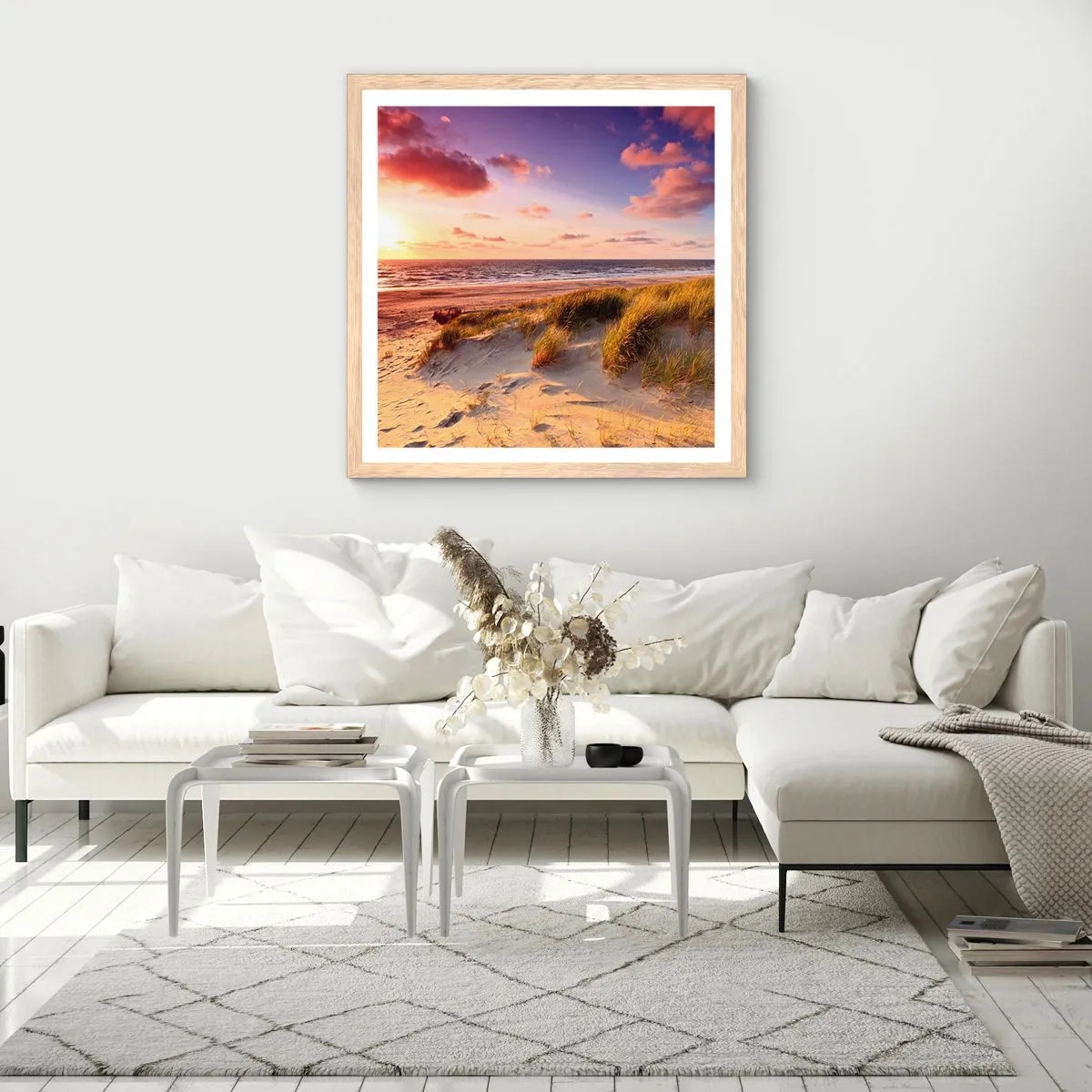 Een poster in een licht eiken lijst - De lucht ruikt al in de zomer - 40x40 cm