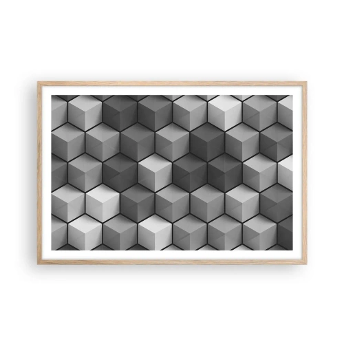 Een poster in een licht eiken lijst - Kubistische puzzel - 91x61 cm