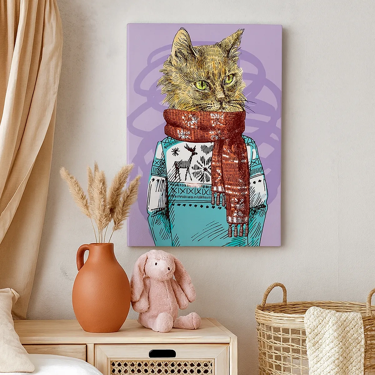 Schilderen op canvas - De kat niet alleen in schoenen - 50x70 cm