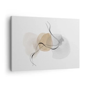 Schilderen op canvas - Minimalistische abstractie in tinten beige en grijs - 70x50cm - Lucht kralen - Moderne wanddecoratie voor woonkamer en slaapkamer ARTTOR