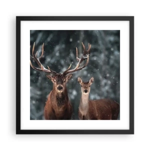 Poster in een zwarte lijst - Heer van het bos met zijn vrouw - 40x40 cm