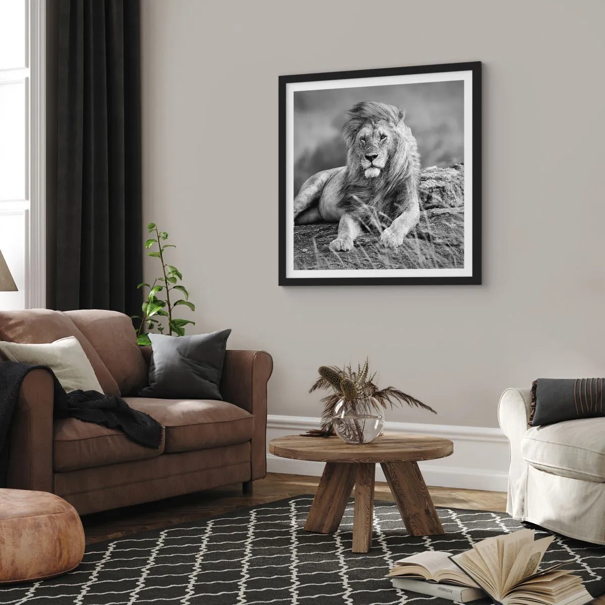 Poster in een zwarte lijst - Koninklijke siësta - 30x30 cm