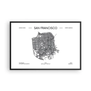 Poster in een zwarte lijst - Anatomie van San Francisco - 91x61 cm