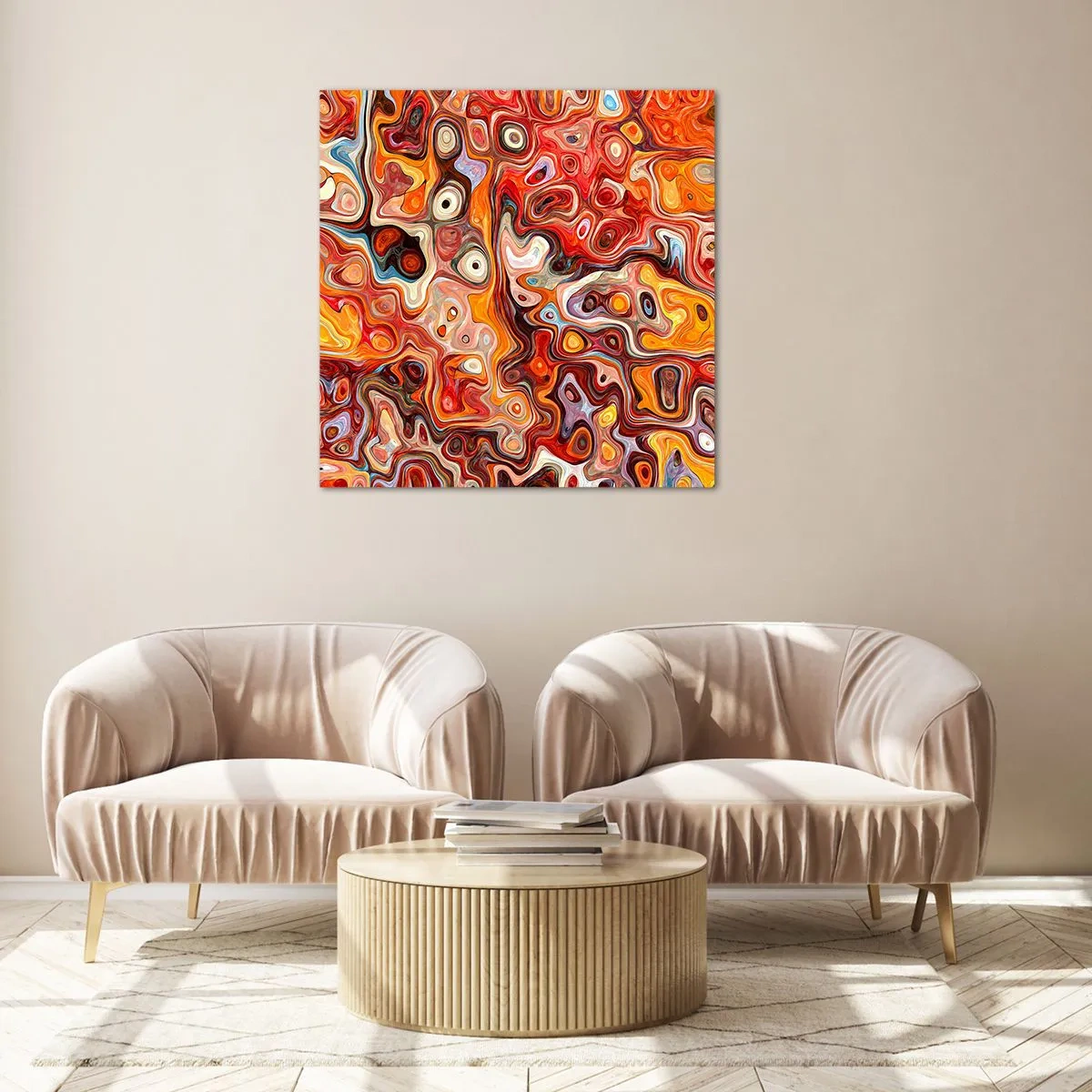 Schilderen op glas - Als de noten gesmolten zijn in honing - 50x50 cm